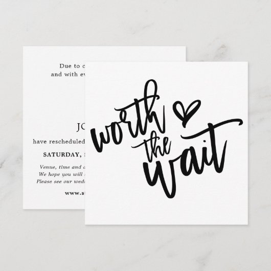 De moeite waard de wachtende bruiloft Save the Dat Notitiekaartje (Voorkant / Achterkant)