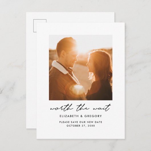 De moeite waard om te wachten bruiloft Verander de Aankondigingskaart (Voorkant / Achterkant)