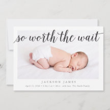De moeite waard om te wachten Foto Geboorteaankond