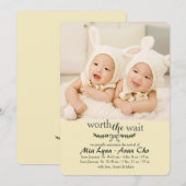 De moeite waard om te wachten Gele foto geboorte a Aankondiging (Voorkant / Achterkant)