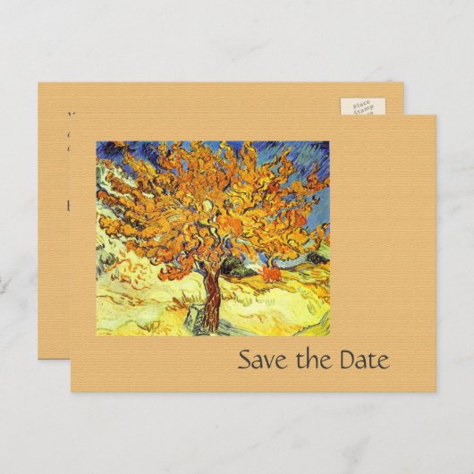 De moerbeenboom bewaart de datum briefkaarten. Vin Aankondigingskaart (Voorkant / Achterkant)
