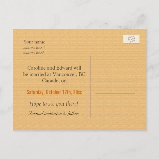 De moerbeenboom bewaart de datum briefkaarten. Vin Aankondigingskaart (Achterkant)