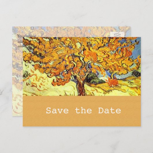 De moerbeenboom bewaart het datum-briefkaart. Vint Aankondigingskaart (Voorkant / Achterkant)