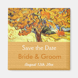 De Moerbeiboom save the date-magneten. Vintage Magneet