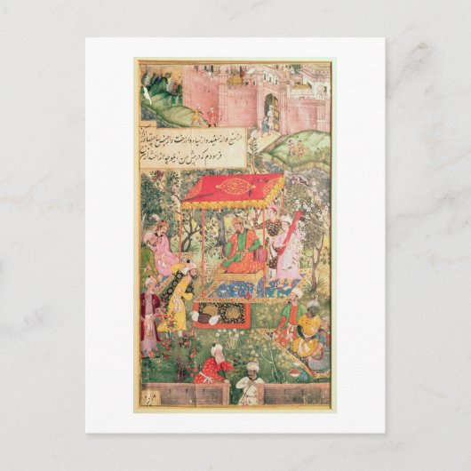 De Mogul Emperor Babur ontvangt de gezanten Oezbee Briefkaart (Voorkant)