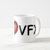 De mok " I <3 VFX"! (Voorkant rechts)