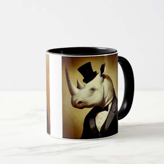 De Mok van de goed geklede Rhinoceros Coffee (Voorkant rechts)