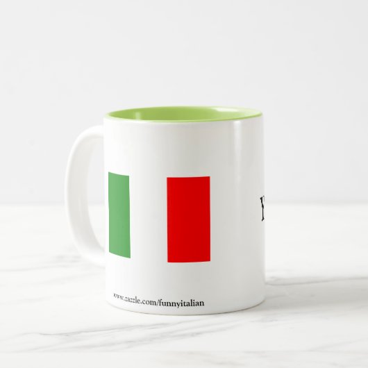 De Mok van de koffie met Italiaans Gezegde (Voorkant links)