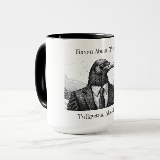 De mok van de koffie, Raven About Town, Talkeetna  (Voorkant links)