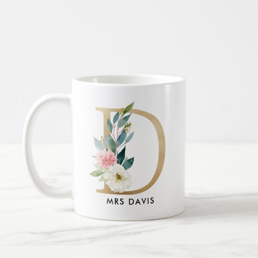 De Mok van het monogram, BloemenMonogram D, de (Links)