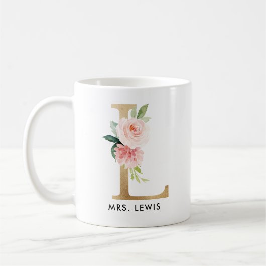 De Mok van het monogram, BloemenMonogram L, de (Links)