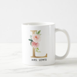 De Mok van het monogram, BloemenMonogram L, de