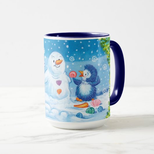 De mok van Kerstmis, PingPing Penguin & Snowman. (Voorkant rechts)