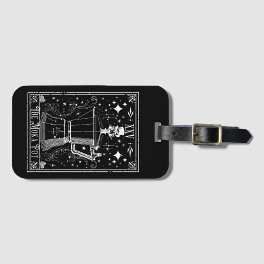 De Moka Pot Coffee Tarot Kaart Bagagelabel (Voorkant (horizontaal))