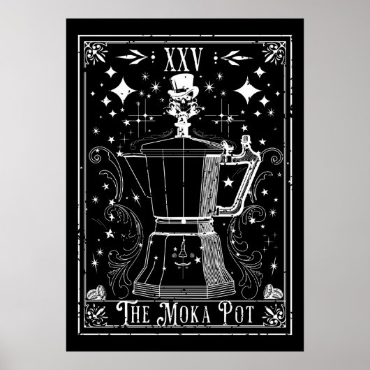 De Moka Pot Coffee Tarot Kaart Poster (Voorkant)