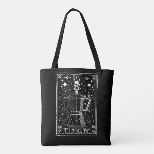 De Moka Pot Coffee Tarot Kaart Tote Bag (Achterkant)