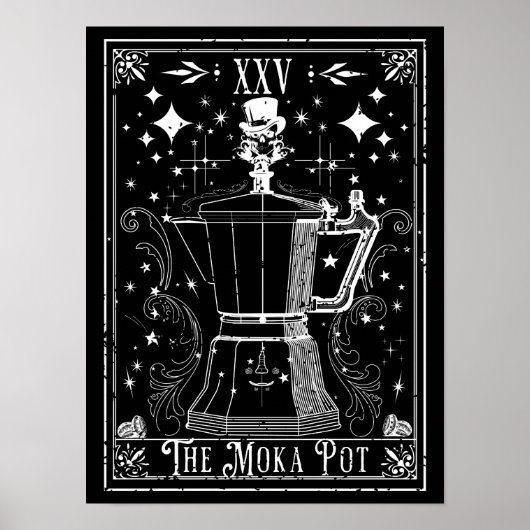 De Moka Pot Koffie Tarotkaart Poster (Voorkant)