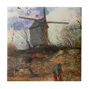 De molen van de Galette door Vincent van Gogh Tegeltje