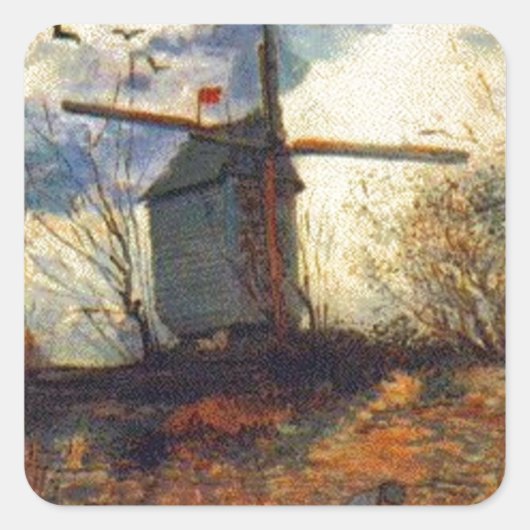 De molen van de Galette Van Gogh Vierkante Sticker (Voorkant)
