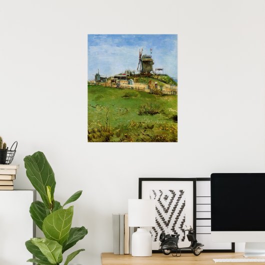De molen van de Galette van Vincent van Gogh Poster (Thuiskantoor)