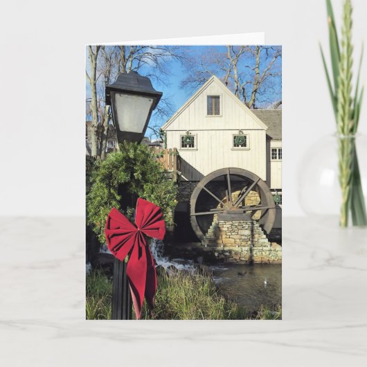 De Molen van het Maalkoren van Plimoth bij Vijver Feestdagen Kaart (Voorkant)