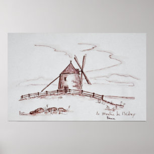 De molen van Moidrey Windmolen   Pontorson Poster