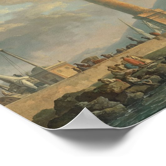 De Molo lantaarn, Napels met Vesuvius Beyond Carl Poster (Hoek)