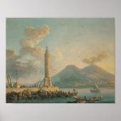De Molo lantaarn, Napels met Vesuvius Beyond Carl Poster (Voorkant)