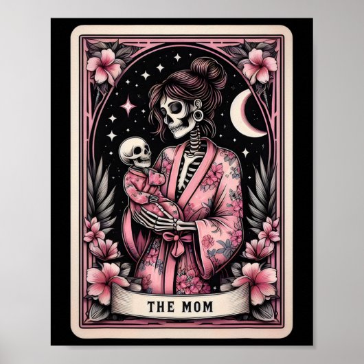 De Mom Tarot Kaart Moederdag Roze Skelet Mom B Poster (Voorkant)