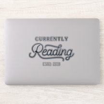 De momenteel voorgelezen auto of laptop sticker