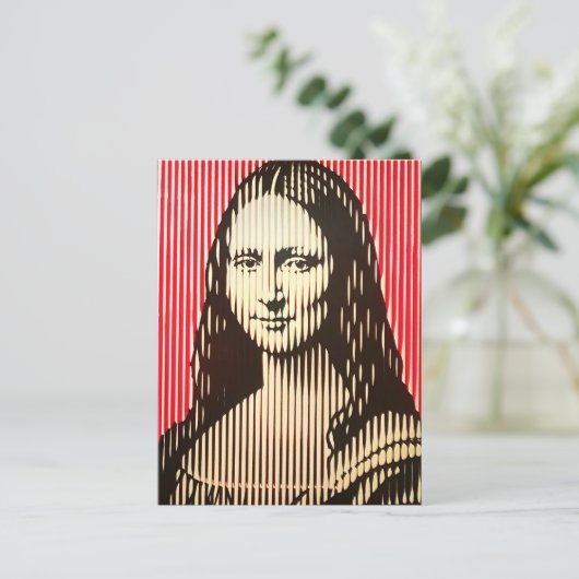 De Mona Lisa in BAUHAUS optische illusie stijl Briefkaart (Staand voorkant)