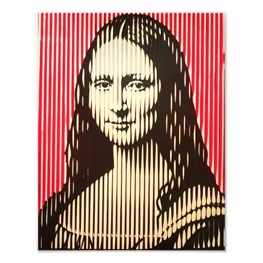 De Mona Lisa in BAUHAUS optische illusie stijl Foto Afdruk (Voorkant)