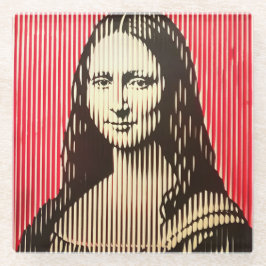 De Mona Lisa in BAUHAUS optische illusie stijl Glazen Onderzetter