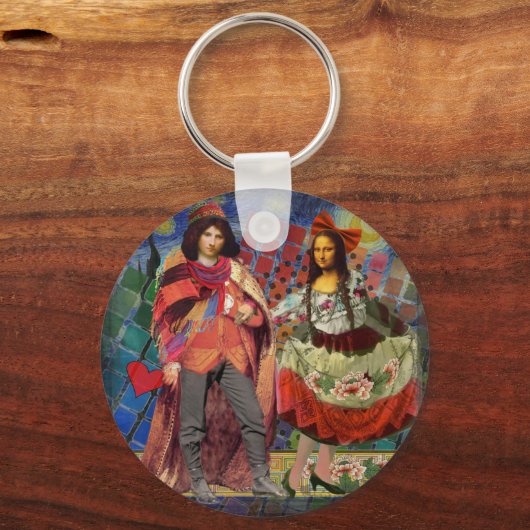 De Mona Lisa in Liefde Sleutelhanger (Voorkant)