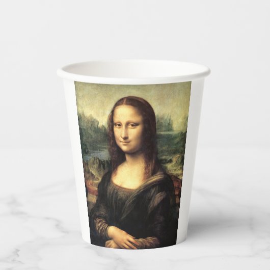 De Mona Lisa Leonardo da Vinci Papieren Bekers (Voorkant)