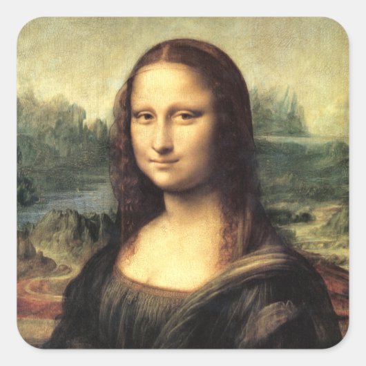 De Mona Lisa Leonardo da Vinci Vierkante Sticker (Voorkant)
