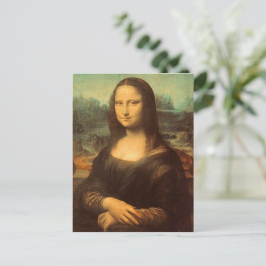 De Mona Lisa van Leonardo da Vinci Briefkaart (Staand voorkant)