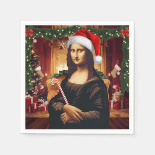 De Mona Lisa viert Kerstmis, kunst en Kerstmis Servet
