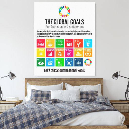 De mondiale doelstellingen voor duurzame ontwikkel canvas afdruk (Insitu (Slaapkamer))