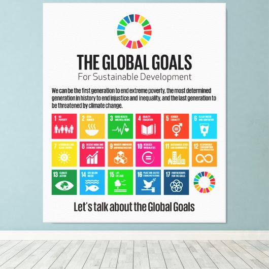 De mondiale doelstellingen voor duurzame ontwikkel canvas afdruk (Insitu (Houten vloer))