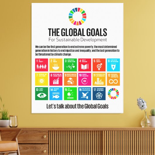 De mondiale doelstellingen voor duurzame ontwikkel canvas afdruk (Insitu (Woonkamer))