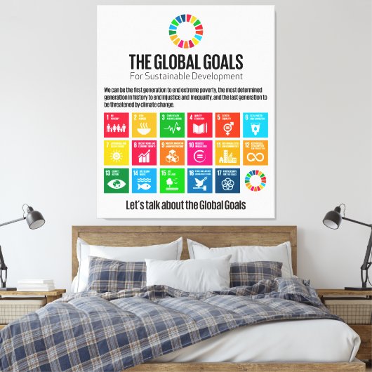 De mondiale doelstellingen voor duurzame ontwikkel canvas afdruk (Insitu (Slaapkamer))