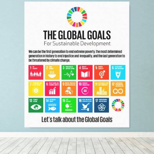 De mondiale doelstellingen voor duurzame ontwikkel canvas afdruk (Insitu (Houten vloer))