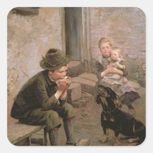 De mondorgaanspeler vierkante sticker (Voorkant)