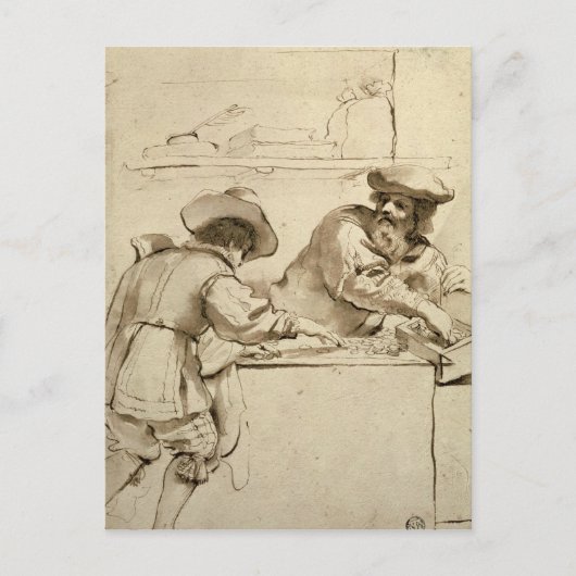 De Moneylender Briefkaart (Voorkant)