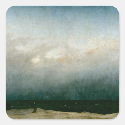 De Monk van het Zee van Caspar David Friedrich Vierkante Sticker (Voorkant)