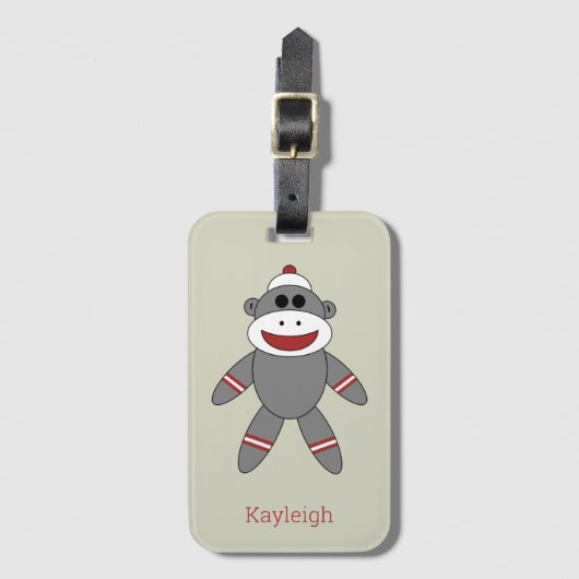 De Monkey van de contactdoos van de REIS op Tan me Bagagelabel (Voorkant (verticaal))