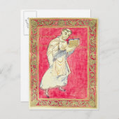 De monnik Ruodprehet presenteert zijn boek Briefkaart (Voorkant / Achterkant)