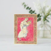 De monnik Ruodprehet presenteert zijn boek Briefkaart (Staand voorkant)