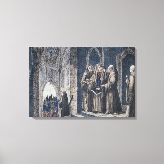 De monniken bedekken koning met drape Camenz Conve Canvas Afdruk (Voorkant)